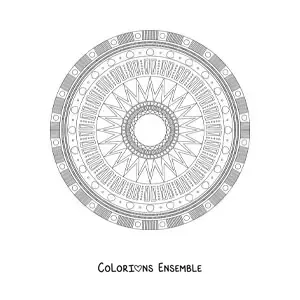 Image à colorier d’un mandala composé de figures géométriques