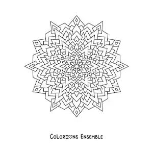 Image à colorier d’un mandala formé de triangles