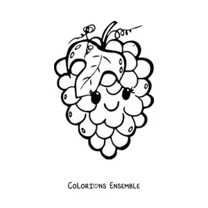 Image à colorier de raisins kawaii