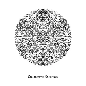 Image à colorier d’un mandala d’insectes et de feuilles pour les enfants