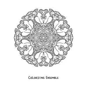 Image à colorier d’un mandala de crapauds pour les enfants de l’école primaire