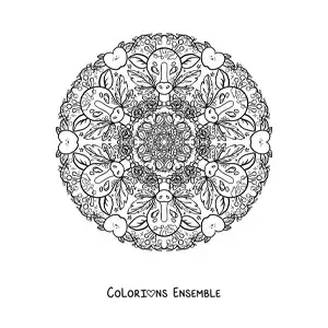Image à colorier d’un mandala de girafes pour les enfants de l’école primaire