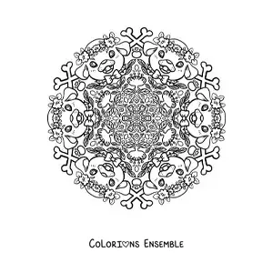 Image à colorier d’un mandala de chiens pour les enfants de l’école primaire