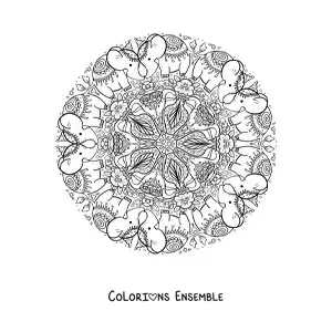 Image à colorier d’un mandala d’éléphants pour les enfants de l’école primaire