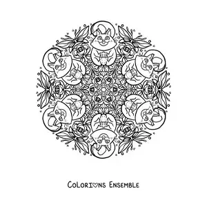 Image à colorier d’un mandala d’écureuils pour les enfants de l’école primaire