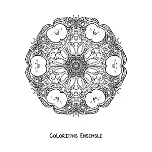 Image à colorier d’un mandala de pommes pour les enfants de l’école primaire