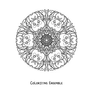Image à colorier d’un mandala d’Halloween pour les enfants