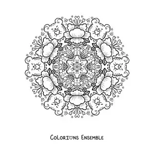 Image à colorier d’un mandala d’animaux et de fleurs pour les enfants