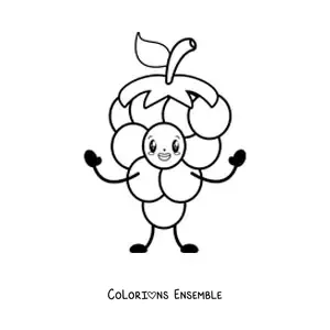 Image à colorier de raisins rigolos tout joyeux