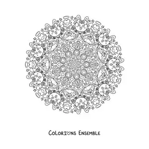 Coloriage d'un mandala de lapins mignons pour les enfants