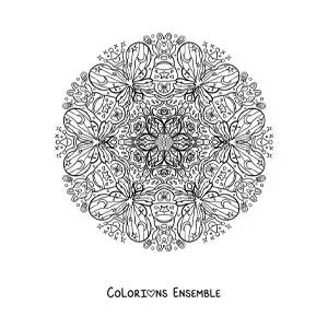 Coloriage d'un mandala de papillons et de lapins pour les enfants