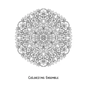 Coloriage d'un mandala de papillons et de cloches pour les enfants