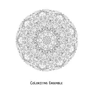 Coloriage d'un mandala de fraises et de fleurs pour les enfants