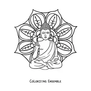 Coloriage d'un mandala avec Bouddha