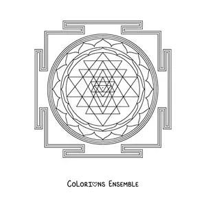 Coloriage d'un mandala de sri yantra