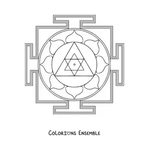 Coloriage d'un mandala de Ganesha Yantra