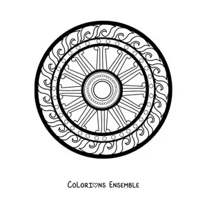 Coloriage d'un mandala du dharma chakra