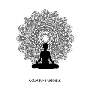 Coloriage d'un mandala avec une femme en méditation