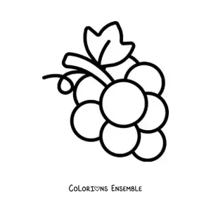Image à colorier d’une petite grappe de raisins