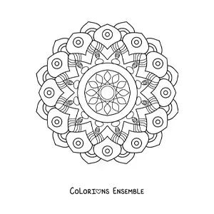 Coloriage d'un mandala étoile difficile