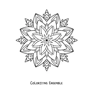 Coloriage d'un mandala étoile difficile