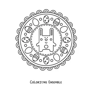 Coloriage d'un mandala de lapin de Pâques pour les enfants