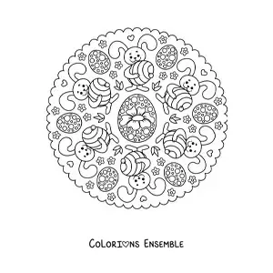 Coloriage d'un mandala de lapin de Pâques pour les enfants