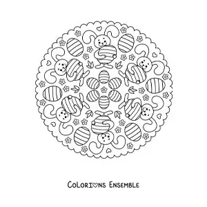 Coloriage d'un mandala de lapin de Pâques pour les enfants