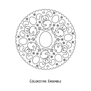 Coloriage d'un mandala de lapin de Pâques pour les enfants