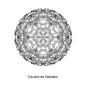 Coloriage d'un mandala de lapin de Pâques