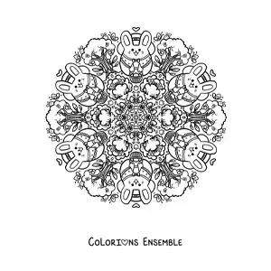 Coloriage d'un mandala de lapin de Pâques