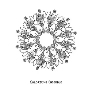 Coloriage d'un mandala de lapin de Pâques