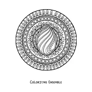 Coloriage d'un mandala d'œuf de Pâques
