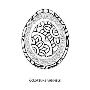 Coloriage d'un mandala d'œuf de Pâques pour les enfants