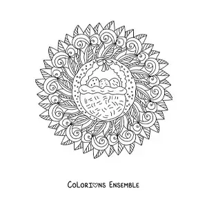 Coloriage d’un mandala d’œufs de Pâques