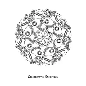 Coloriage d’un mandala d’œufs de Pâques