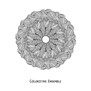 Image à colorier d'un mandala d'œufs de Pâques dans le style Zentangle