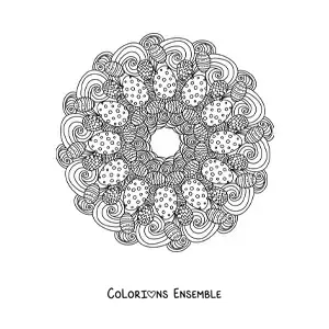 Image à colorier d'un mandala d'œufs de Pâques dans le style Zentangle