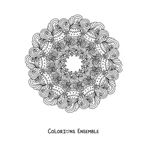 Image à colorier d'un mandala d'œufs de Pâques dans le style Zentangle