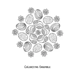 Image à colorier d'œufs de Pâques dans le style Zentangle