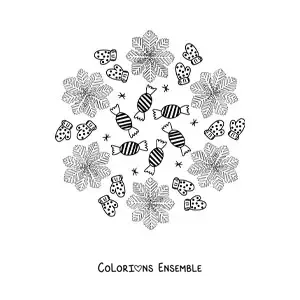 Coloriage d’un mandala de friandises et de gants de Noël pour enfants