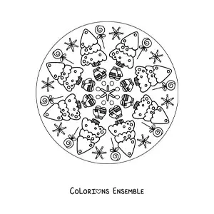 Coloriage d’un mandala de sapin de Noël pour enfants