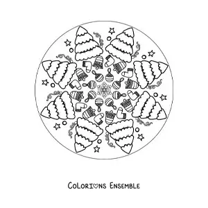 Coloriage d’un mandala de sapin de Noël pour enfants