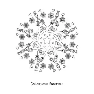 Coloriage d’un mandala de bonbons de Noël pour enfants