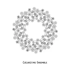 Coloriage d’un mandala de cadeaux de Noël pour enfants