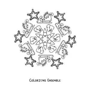 Coloriage d’un mandala de Noël avec le Père Noël pour enfants
