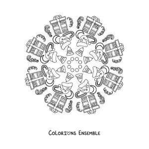 Coloriage d’un mandala de cadeaux de Noël