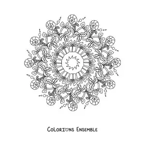 Coloriage d’un mandala de cadeaux et de friandises de Noël