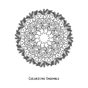 Coloriage d’un mandala de Noël avec des fleurs