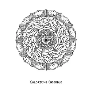 Coloriage d’un mandala de Noël avec des sapins